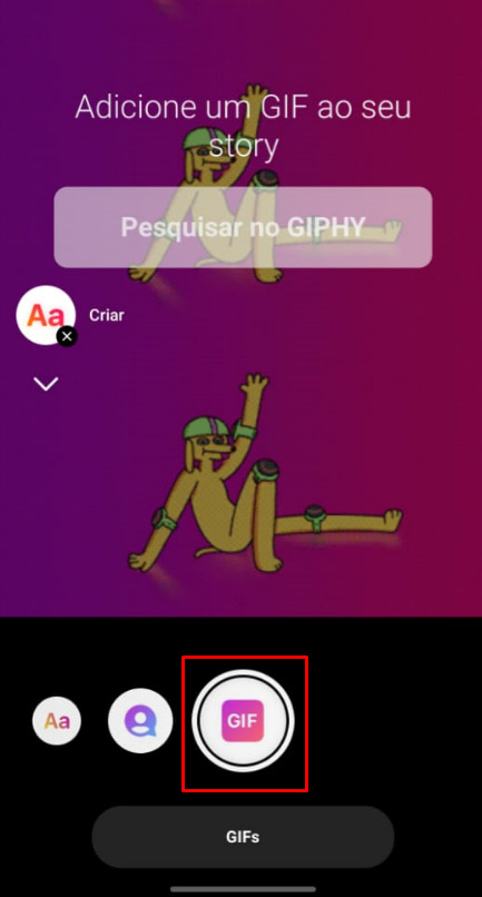 Como adicionar GIFs como fundos de um Stories passo 3