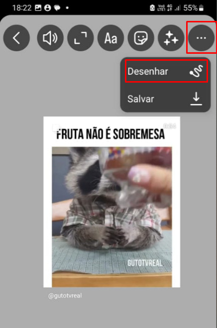 Como mudar o fundo de um repost de Stories com uma cor sólida passo 2