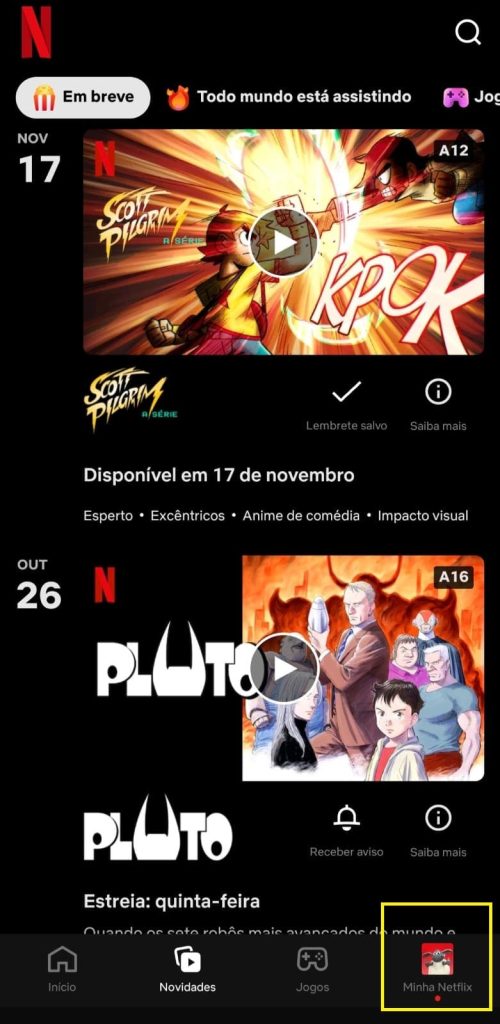 Como acessar e utilizar a nova aba Minha Netflix passo 2