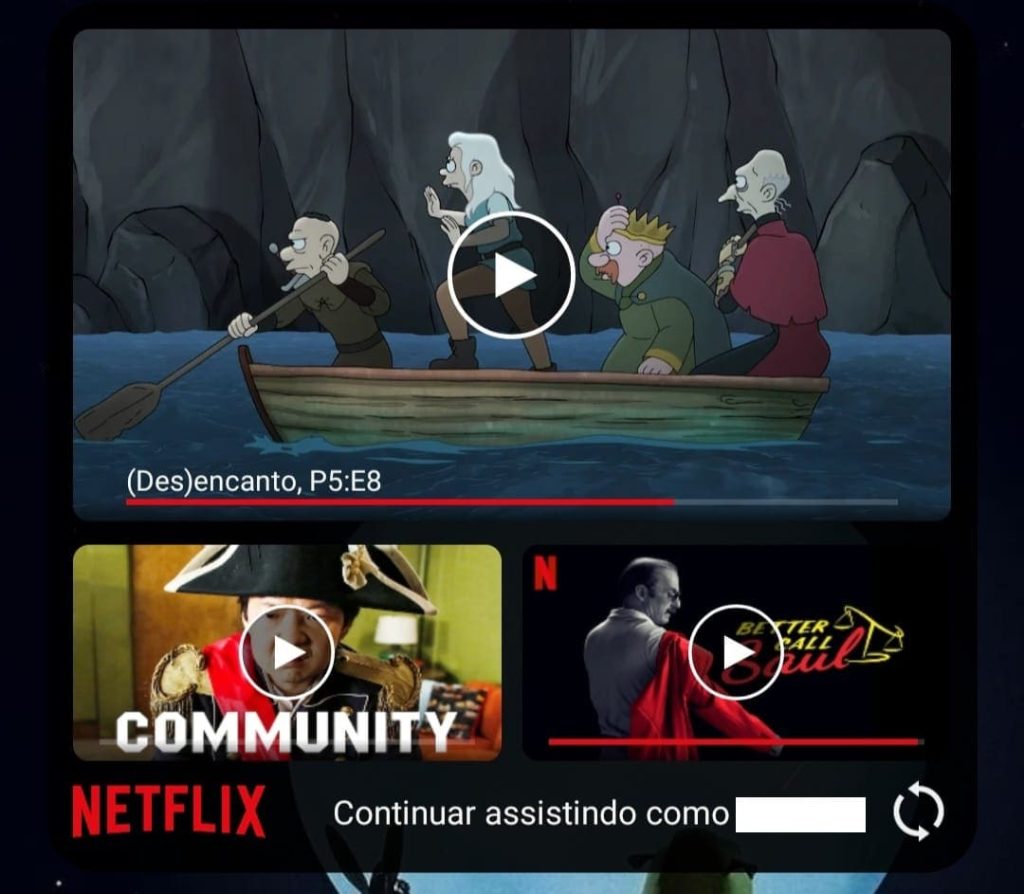 como retomar filme ou série na Netflix pelo widget passo 3