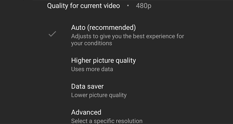 definições de qualidade de vídeos do YouTube