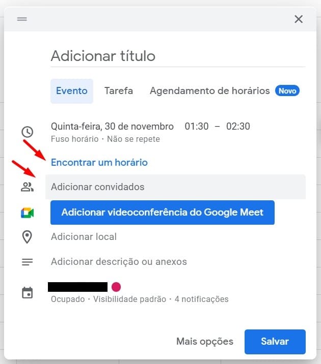 como adicionar convidados e sugerir um horário em eventos no Google Agenda