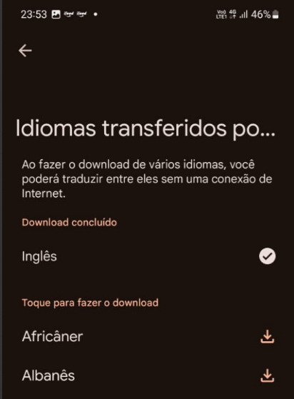 Tradução offline no Google Tradutor