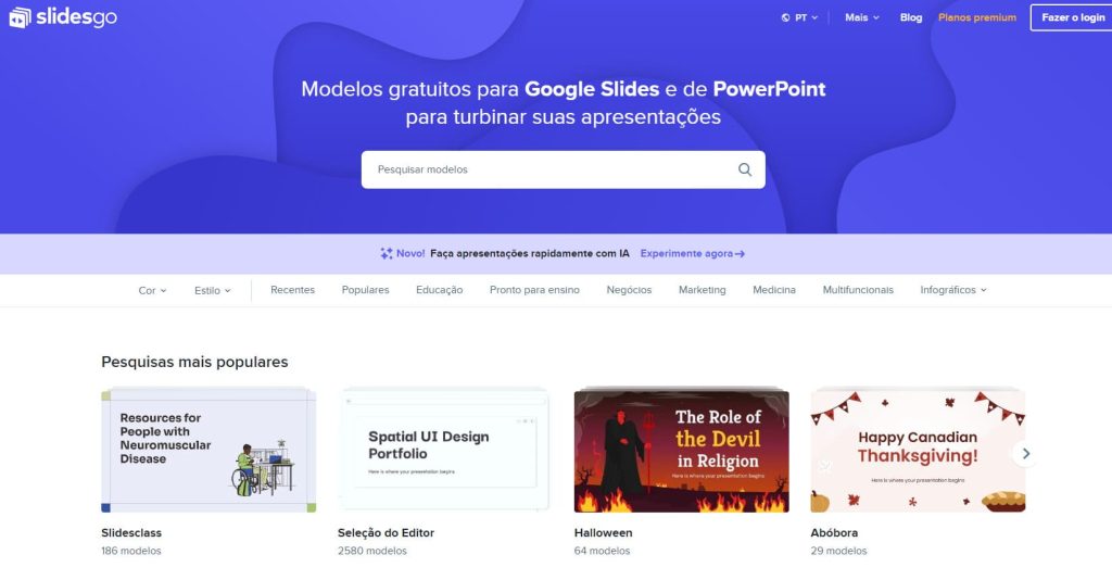Slidesgo, ferramenta de IA para criar apresentações