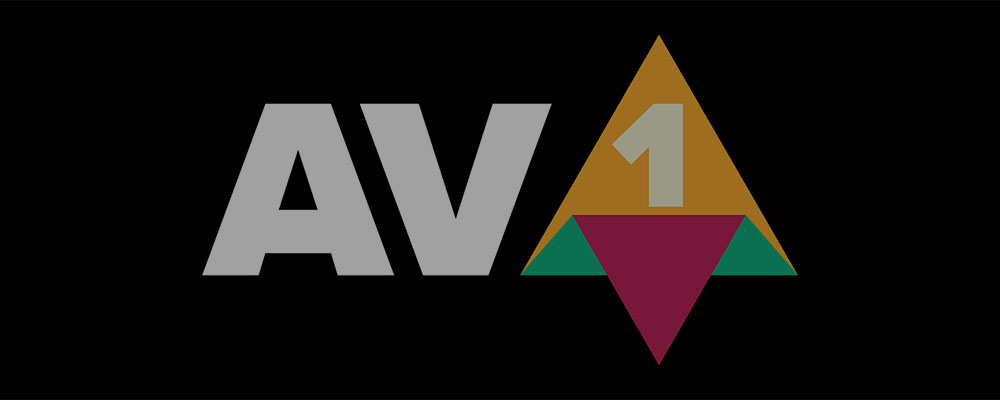 logo da AV1 sobre um fundo preto