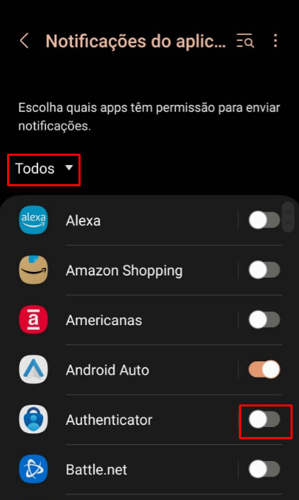 como desativar notificações de aplicativos passo 3