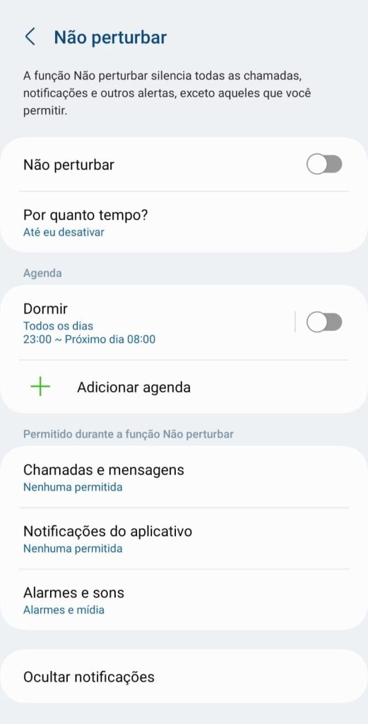 como usar o Não Perturbe para controlar notificações