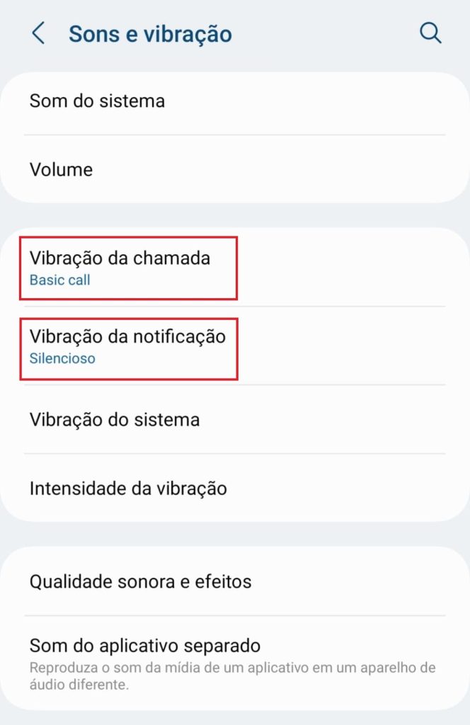 como desativar a vibração das notificações