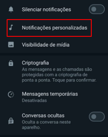 Como bloquear chamadas de contatos específicos no WhatsApp passo 3