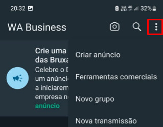 como configurar uma mensagem de ausência no WhatsApp Business passo 1