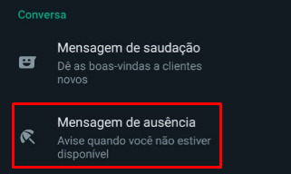 como configurar uma mensagem de ausência no WhatsApp Business passo 4