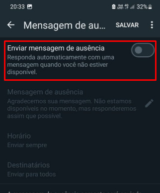 como configurar uma mensagem de ausência passo 5