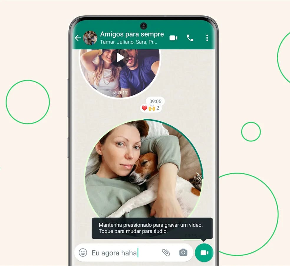 banner de divulgação do novo recurso do WhatsApp de enviar vídeos curtos