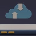 desenho 3D de uma nuvem com flechas símbolo de download pairando acima de um celular