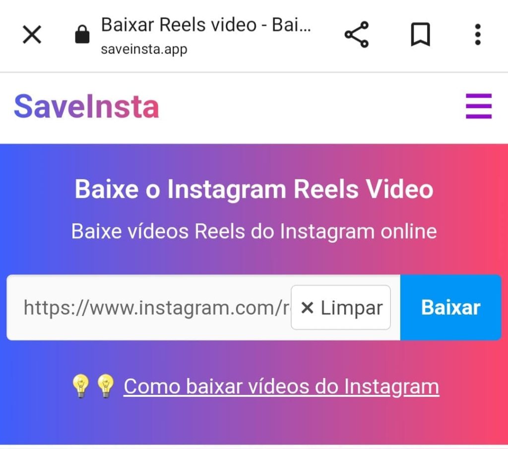 Como baixar Reels do Instagram passo 4