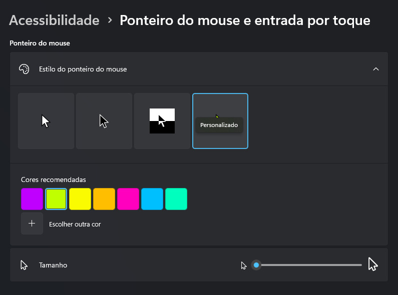 como mudar o cursor do mouse no Windows 11 passo 3.2