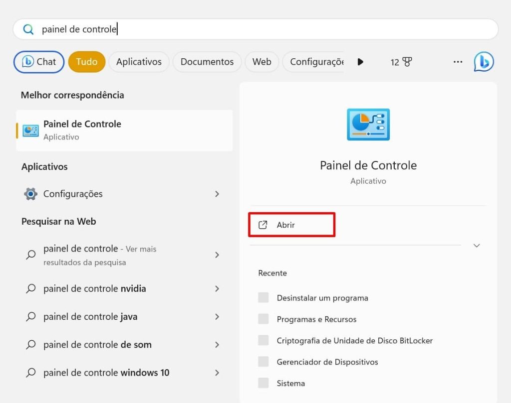 como mudar o cursor do mouse pelo Painel de Controle passo 1