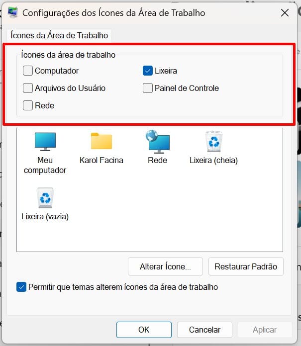 como restaurar os ícones no Windows 11 passo 4