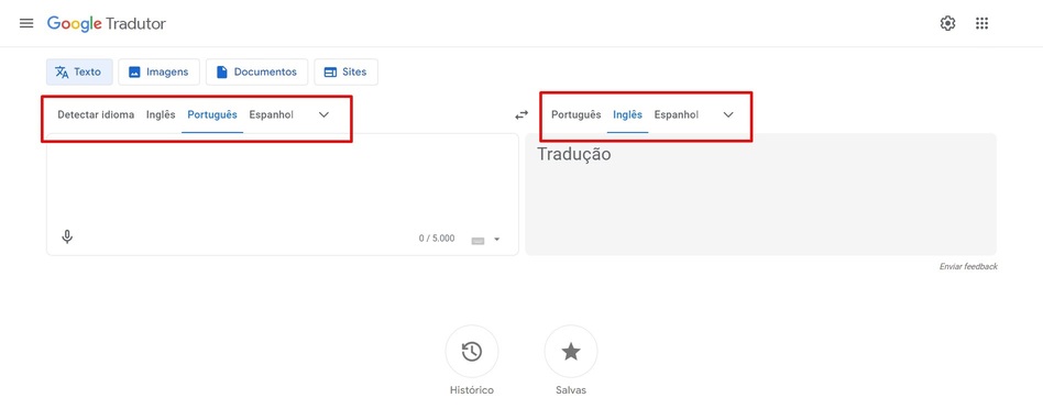 Como usar o Google Tradutor no PC passo 3.