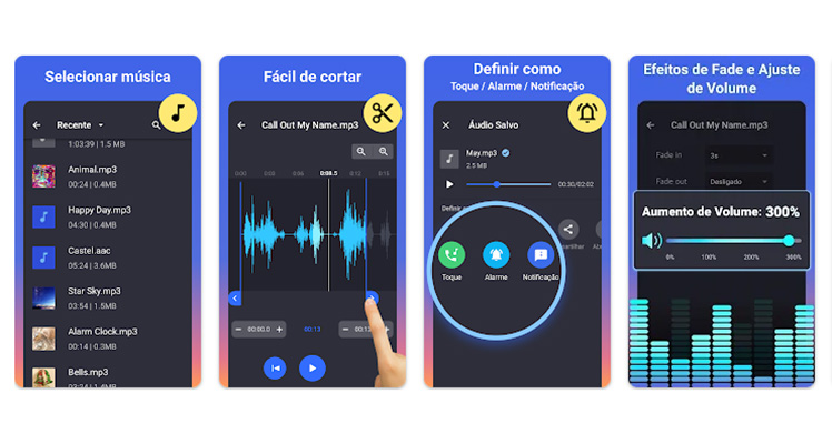 Editor de áudio: Cortar música, aplicativo para editar músicas