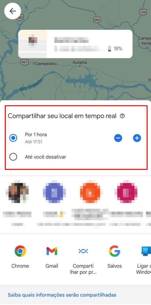 Como criar um atalho para Localização em Tempo Real no Google Maps passo 4