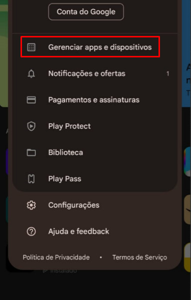 Como sincronizar apps na Google Play Store passo 2