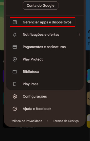 Como sincronizar apps na Google Play Store passo 2