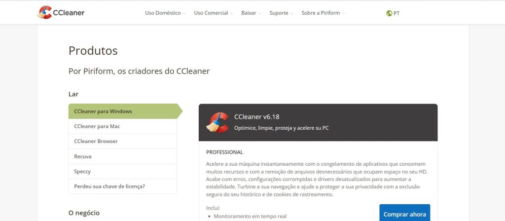 CCleaner, software para limpeza no sistema operacional