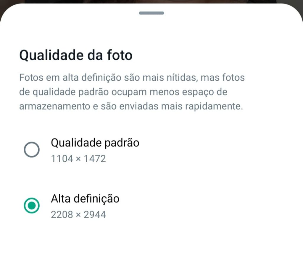 Como enviar imagens em Alta Qualidade usando o novo recurso do WhatsApp passo 3