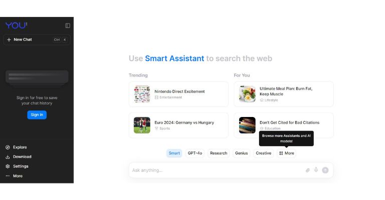 You.com, alternativa à LuzIA para usar no WhatsApp.