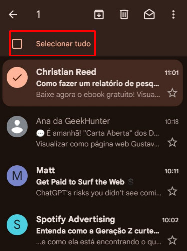 como apagar todas as mensagens da caixa de entrada do Gmail passo 4