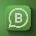 logo do WhatsApp Business sobre um fundo verde escuro