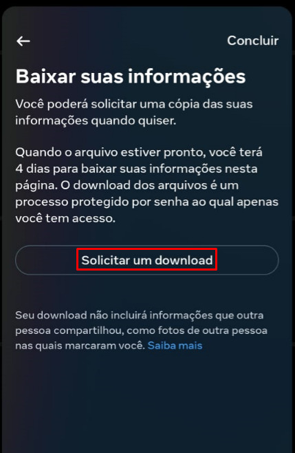 como fazer o backup de todos os posts do Instagram passo 3