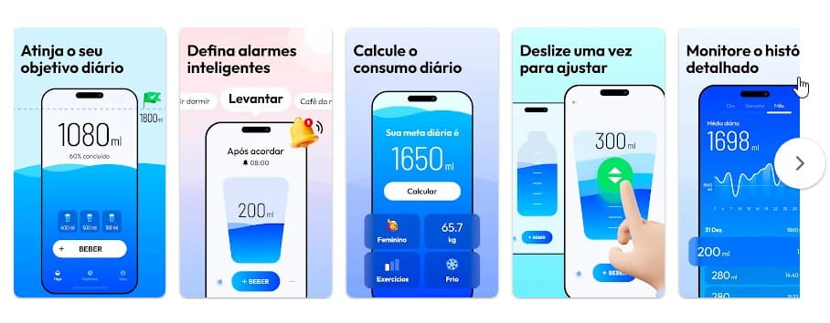 Beber Água - Lembrete de água, app para cuidar da saúde e bem-estar