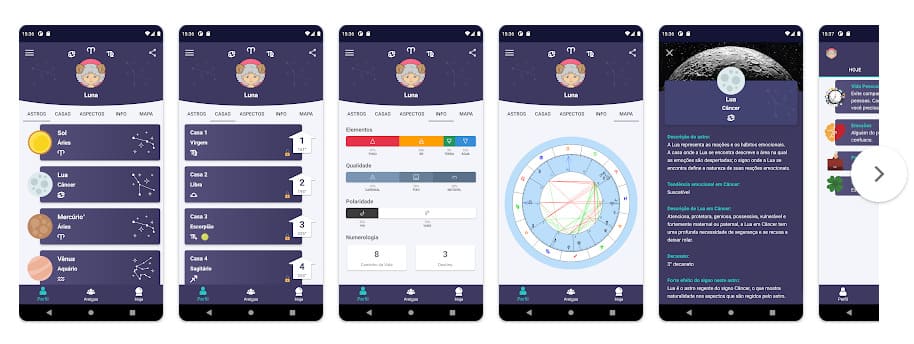Horos - Mapa Astral, app de previsões astrológicas