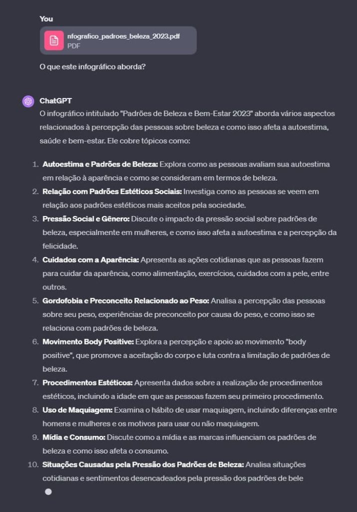 demonstração do novo recurso do ChatGPT de analisar documentos em PDF