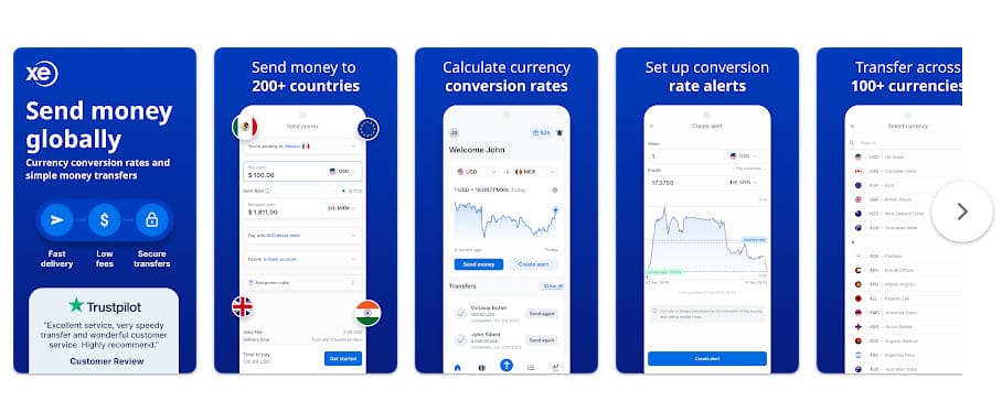 Xe -Converter & Money Transfer, app para câmbio de moedas