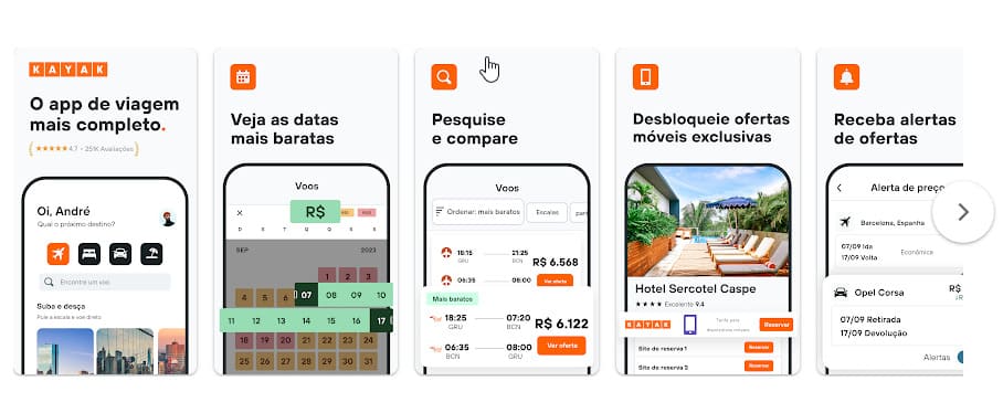 KAYAK: Voos, Hotéis e Carros, app para organizar a viagem de férias