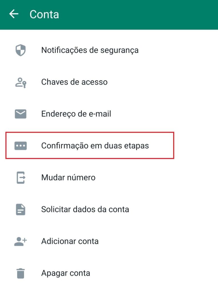 como ativar a autenticação de dois fatores no WhatsApp