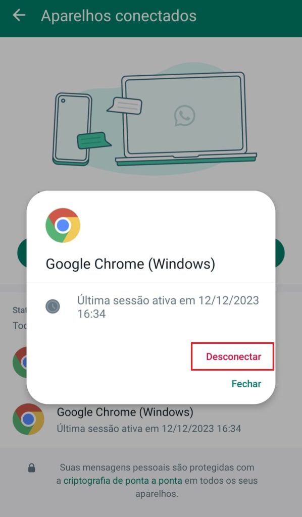 como desconectar sessões ativas do WhatsApp Web