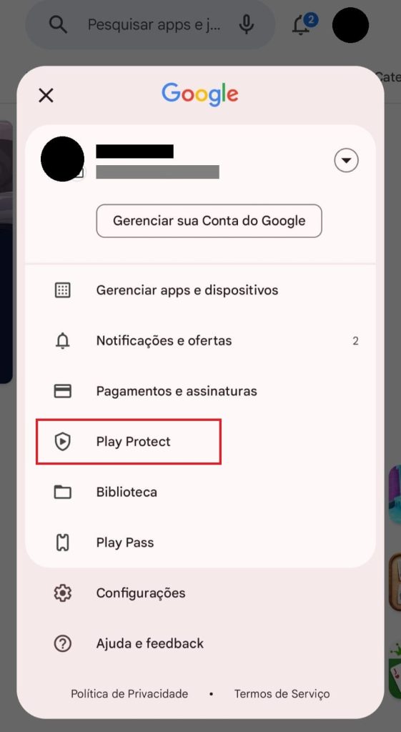 Como ativar ou desativar o Google Play Protect do aparelho passo 3.1