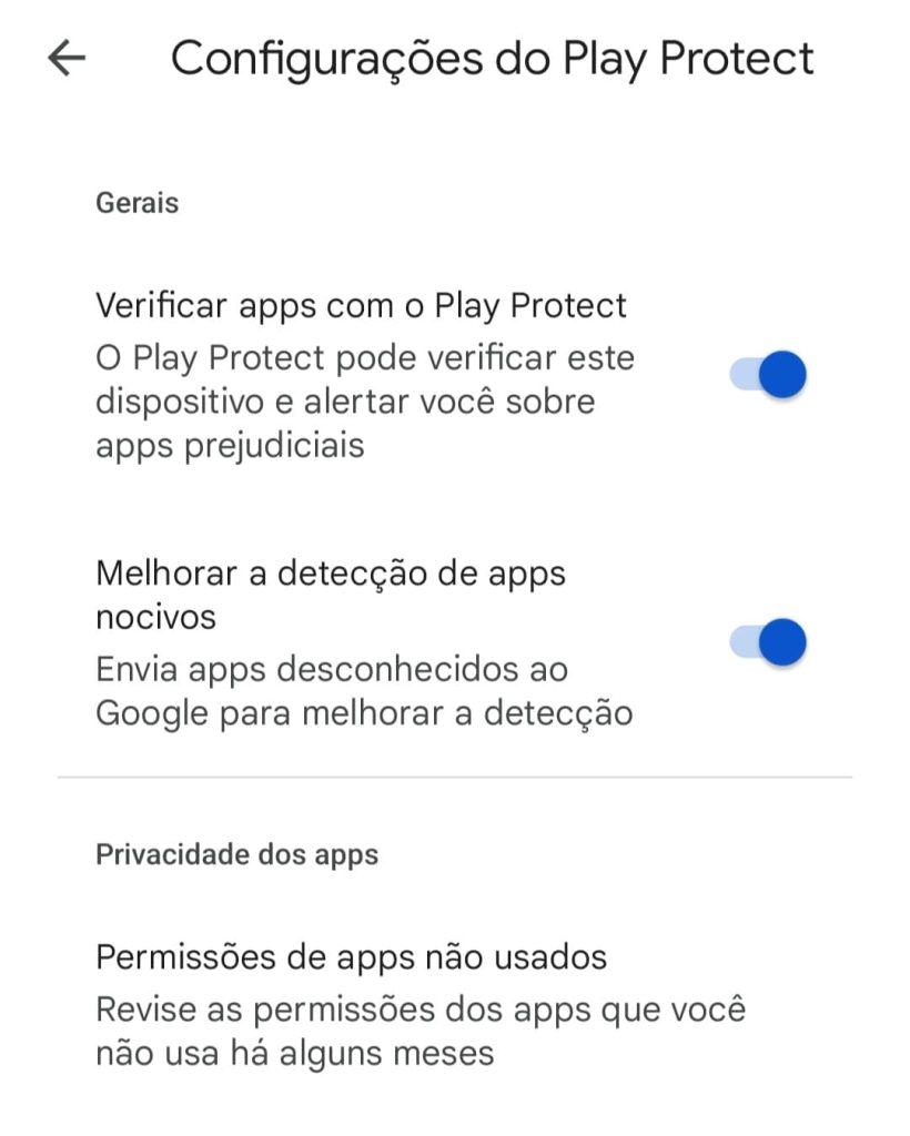 Como ativar ou desativar o Google Play Protect do aparelho passo 4