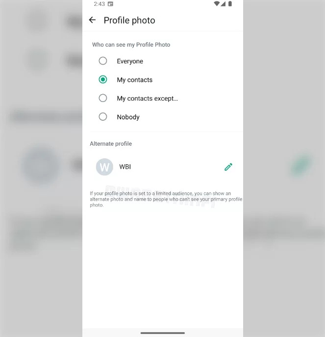 novo recurso de foto de perfil alternativa do WhatsApp