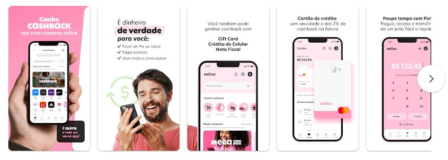 Méliuz: Cashback e Cartão, aplicativo para economizar ao comprar online.