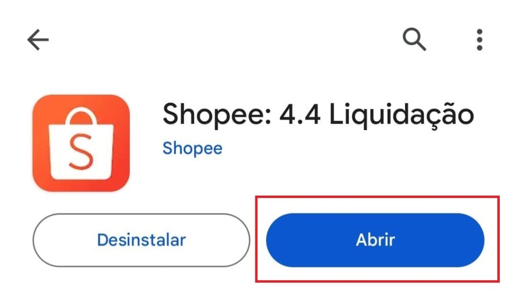 Como fazer busca por imagem na Shopee passo 1