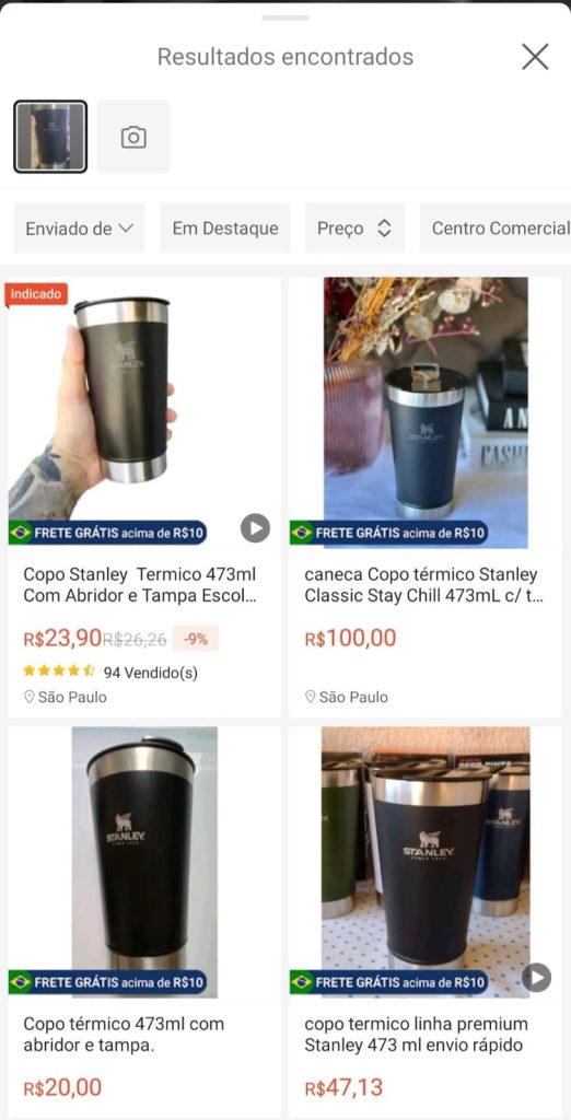 Como fazer busca por imagem na Shopee passo 5