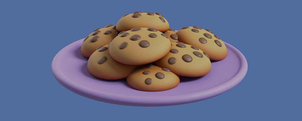 Prato de cookies em 3D.