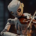 Robô tocando violino.