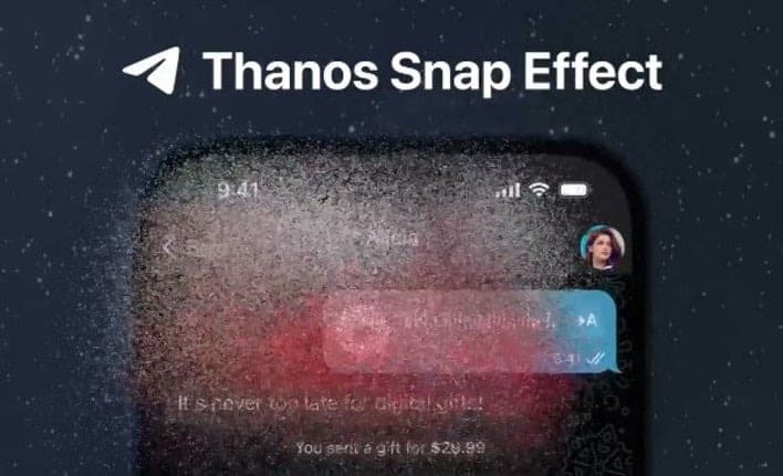 Interface de chamadas com efeito do Thanos.