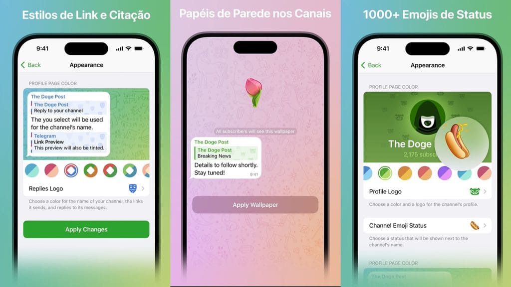Personalização de canais do Telegram.